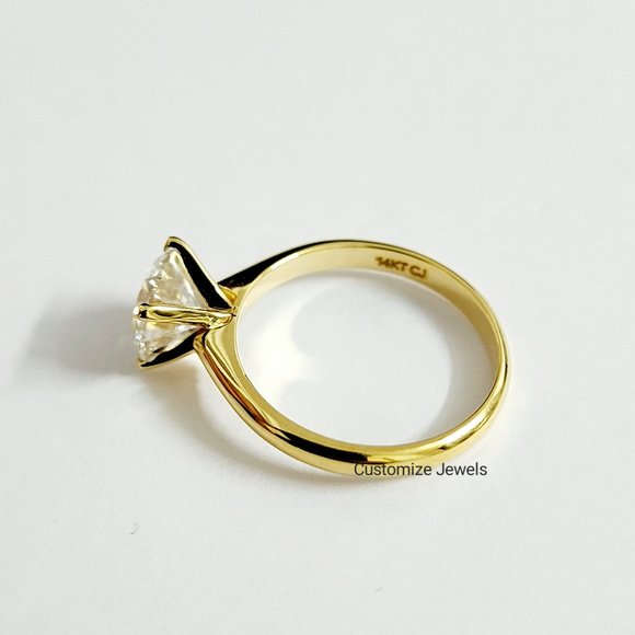 IGI 2.0CT Round Lab Created Diamond Engagement Ring In 14k Gold,F-VS1 - Picture 2 of 11